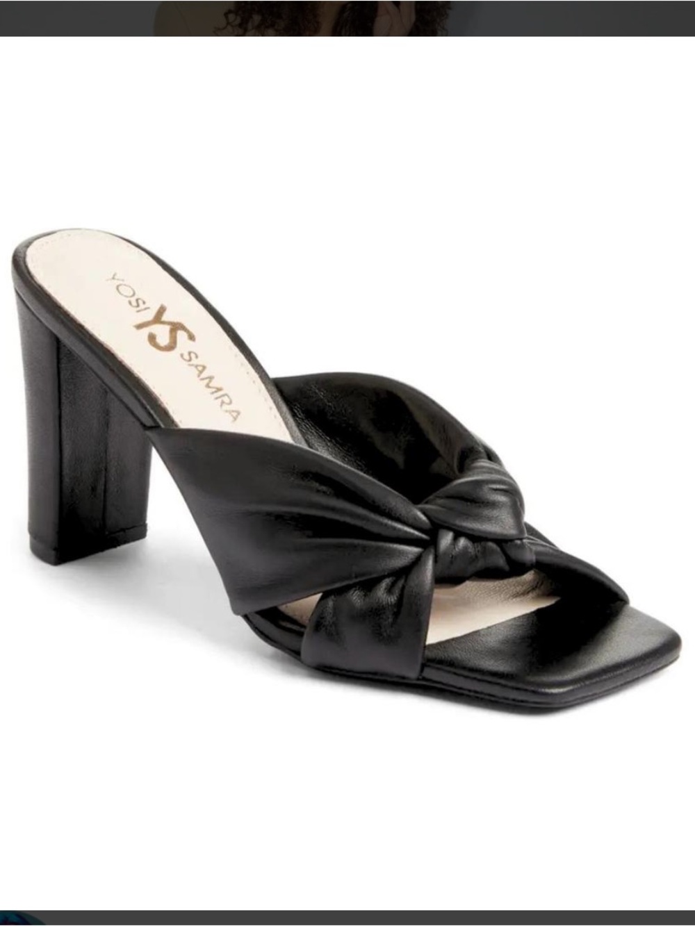 Yosi Samra Hazel Black Leather Knot-Front Block Heels size ten (10)